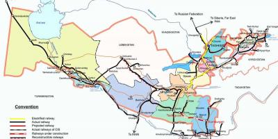 أوزبكستان خريطة السكك الحديدية