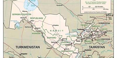 خريطة أوزبكستان الدول المحيطة
