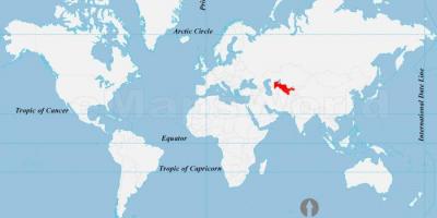 أوزبكستان الموقع على خريطة العالم ، 